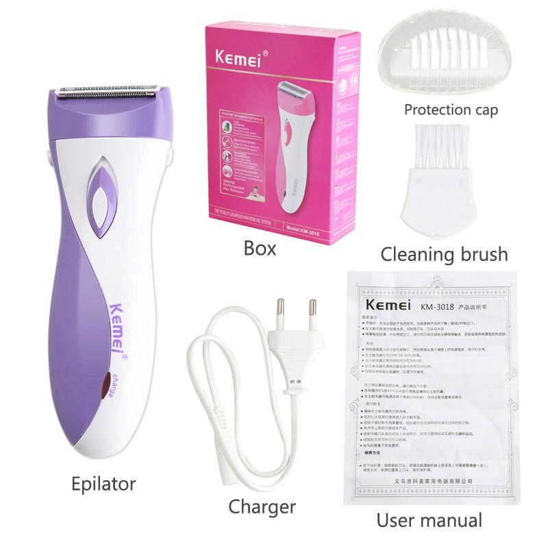Kemei KM-3018 Waterproof Electric Epilator Women shaver Bikini Underarm Body Hair Removal Device KM-3018 400mAh