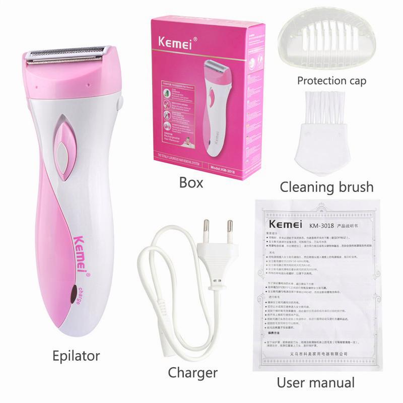 Kemei KM-3018 Waterproof Electric Epilator Women shaver Bikini Underarm Body Hair Removal Device KM-3018 400mAh