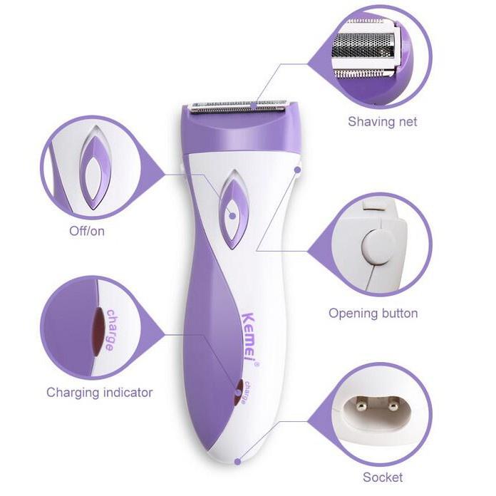 Kemei KM-3018 Waterproof Electric Epilator Women shaver Bikini Underarm Body Hair Removal Device KM-3018 400mAh