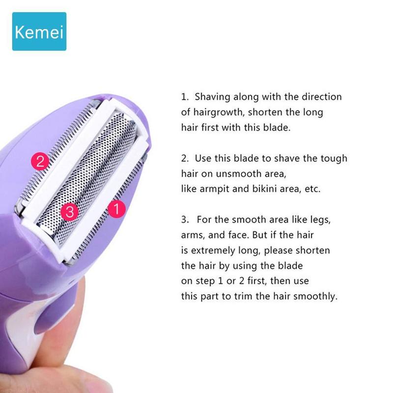 Kemei KM-3018 Waterproof Electric Epilator Women shaver Bikini Underarm Body Hair Removal Device KM-3018 400mAh